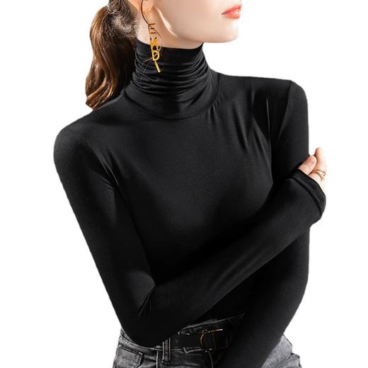 DY-J2D3282新款女装纯色堆堆领洋气小衫弹力内搭紧身上衣 商品图4