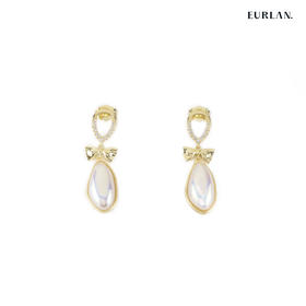 2023春夏流行新款耳环-蝴蝶结白色贝母款 简单百搭