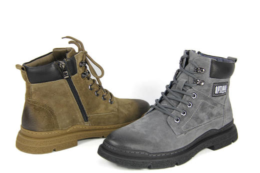 豪行冬款10462519马丁靴男士英伦复古磨砂真皮高帮加绒工装短靴子 商品图3