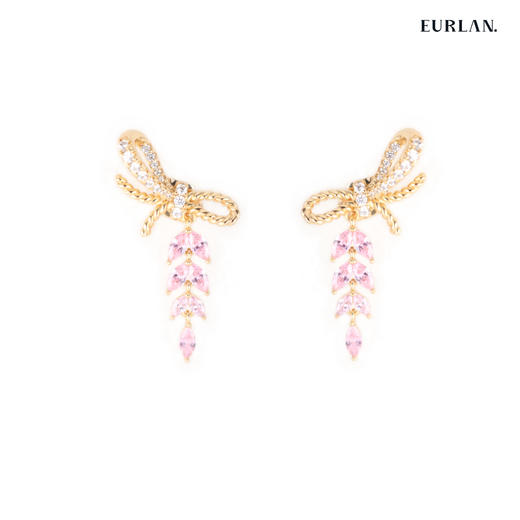 2023春夏流行新款耳环-蝴蝶结粉色宝石桃花运 商品图0
