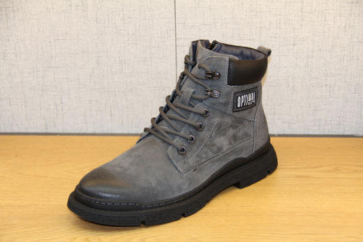 豪行冬款10462519马丁靴男士英伦复古磨砂真皮高帮加绒工装短靴子 商品图1