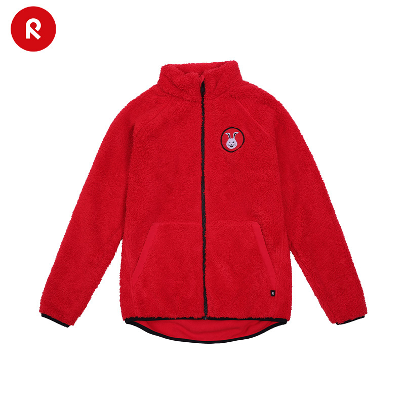 reima男女儿童大童卫衣新年款春夏休闲运动抓绒印花开衫外套