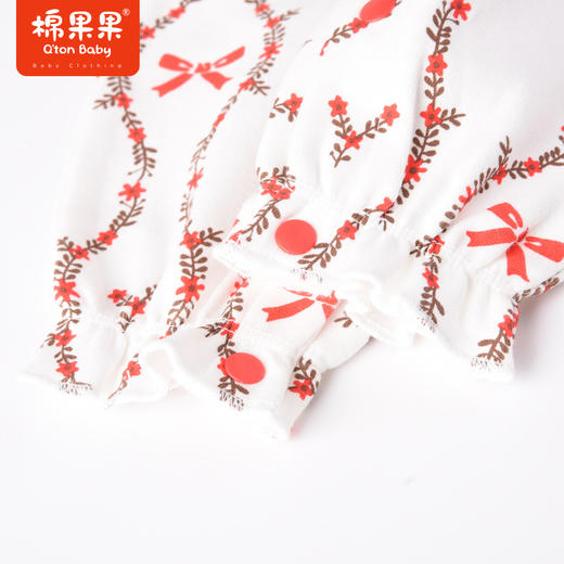 棉果果商场同款春季新品舒适柔软亲肤围领可拆卸女童水印印花对开连体衣M122722223040 商品图1