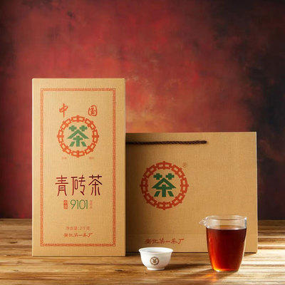 中粮-中茶湖南安化黑茶青砖茶9101收藏茶2kg/金花饱满/原产地直发 商品图0