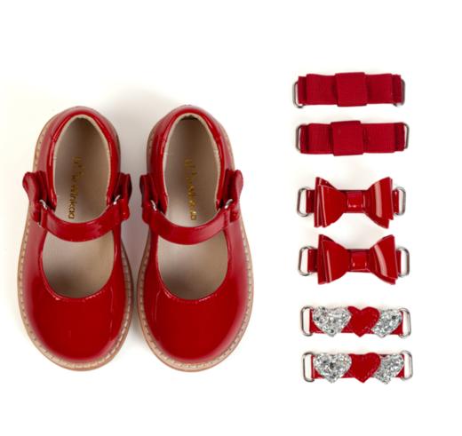 西班牙littlewinkaa小温卡女童真皮公主鞋童鞋多魔术贴活动条蝴蝶结单鞋 商品图1