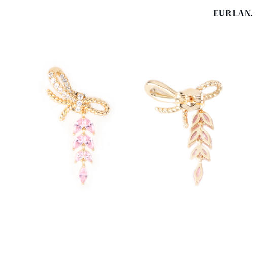 2023春夏流行新款耳环-蝴蝶结粉色宝石桃花运 商品图2