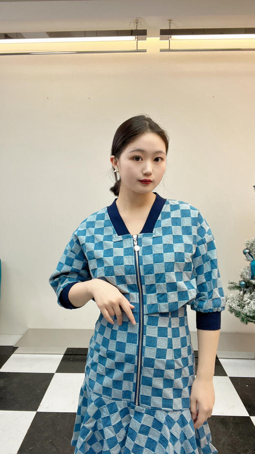 【内购不退换】【M1】臣禾方格棒球鱼尾摆裙K213022408 商品图2