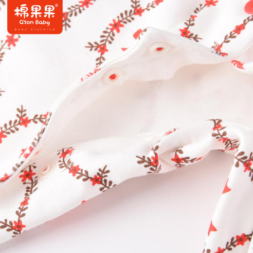 棉果果商场同款春季新品舒适柔软亲肤围领可拆卸女童水印印花对开连体衣M122722223040 商品图2