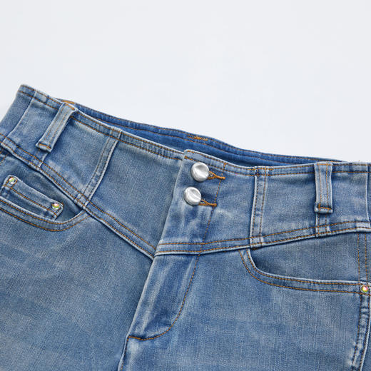 谜底2022春新款长裤女运动感紧身收腰弹性牛仔铅笔裤221MK0065 商品图3