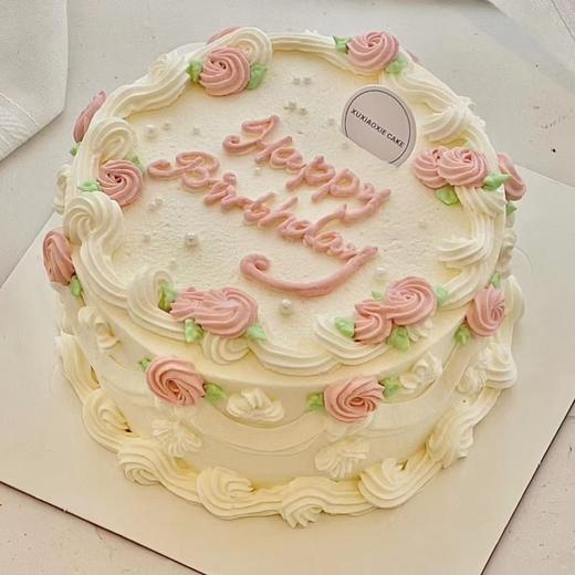 INS风复古“奶油”手绘蛋糕（提前三天预订） | 拍之前请先私聊确认口味和款式（3层胚2层夹心） 商品图9