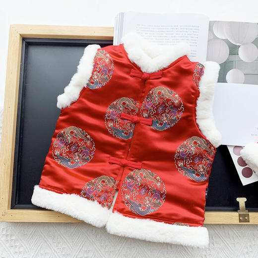 SYBZB100DMJ117婴儿马甲秋冬宝宝冬款喜庆中国风过年款拜年服唐装无袖上衣 商品图2