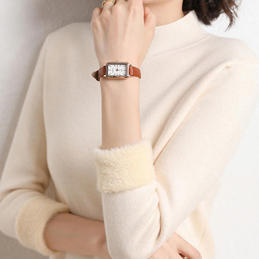 半高领一体水貂绒毛衣 女士中领加绒加厚针织毛线内搭 商品图0