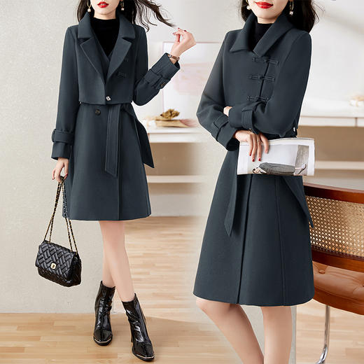 呢料外套套装，内搭连衣裙HR-JXYR8255 商品图4