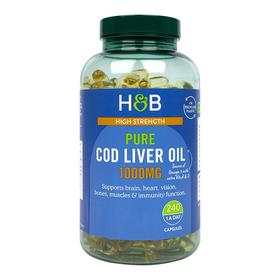 【同步英国专gui最新包装】英国H&B 240粒鳕鱼肝油鱼油 含Omega-3