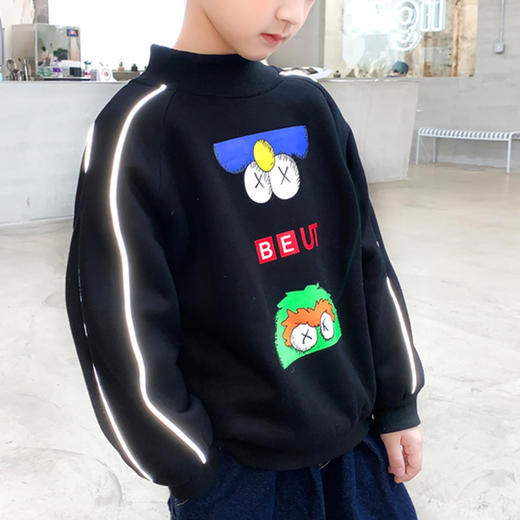 裁缝学苑TG113 男童装新款加绒半高领插肩袖卫衣纸样打版图纸样版 商品图5