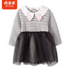 棉果果商场同款春季新品仙仙女童时尚气质翻领网纱连衣裙条纹拼接M122700223060 商品缩略图0