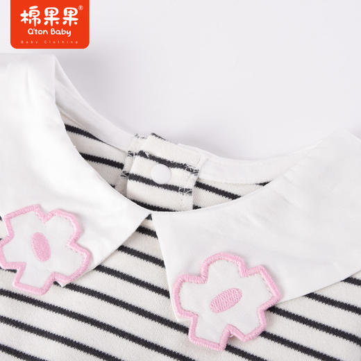 棉果果商场同款春季新品仙仙女童时尚气质翻领网纱连衣裙条纹拼接M122700223060 商品图2