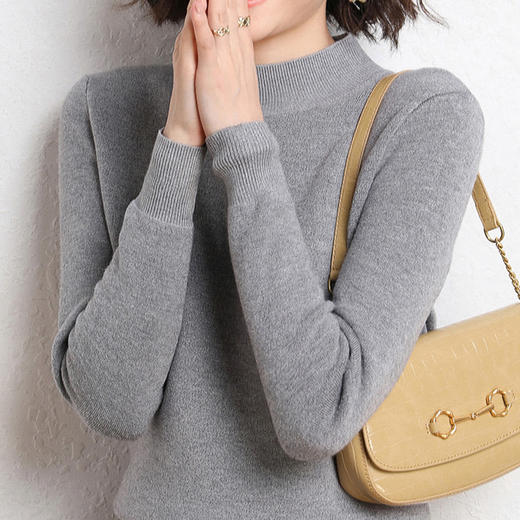 半高领一体水貂绒毛衣 女士中领加绒加厚针织毛线内搭 商品图4