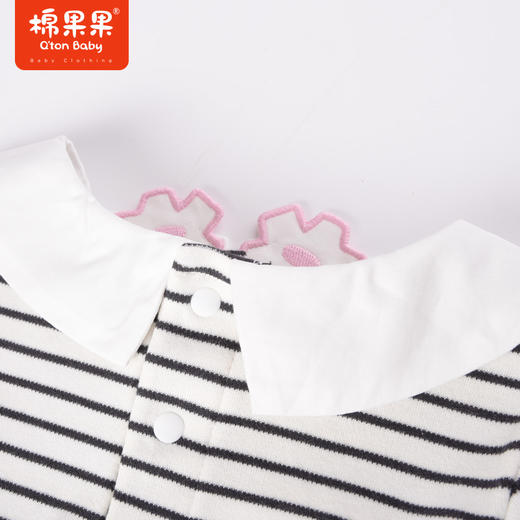 棉果果商场同款春季新品仙仙女童时尚气质翻领网纱连衣裙条纹拼接M122700223060 商品图4