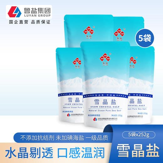买5送5】鲁晶细粒雪晶盐未加碘盐252g*5袋无抗结剂无碘食盐 商品图0