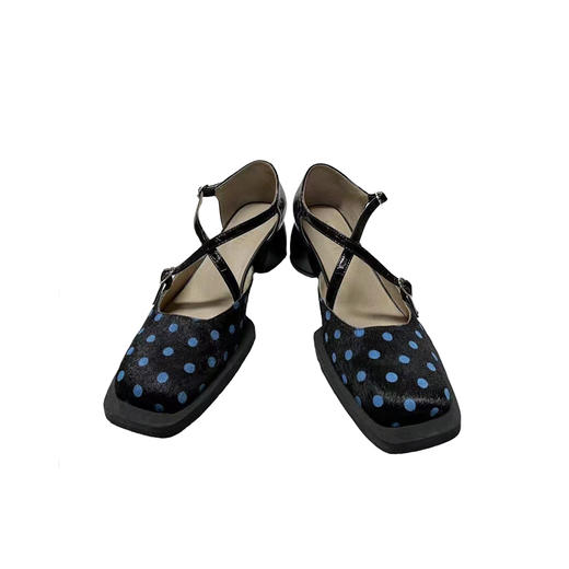 谜底时尚复古单鞋2023春季新款女装时装鞋绑带波点绣花231MX0421 商品图0