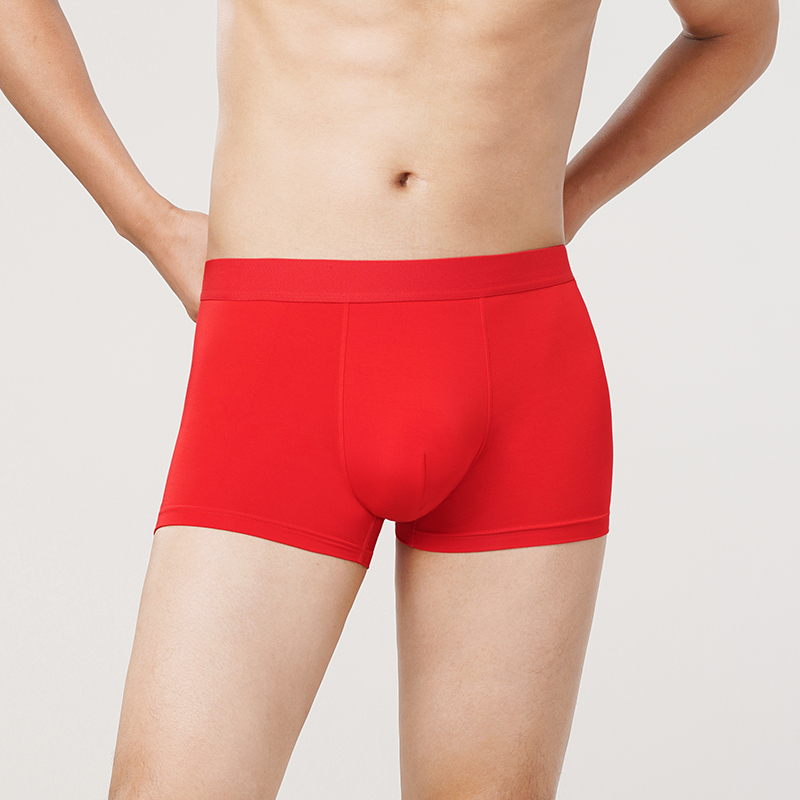 都市丽人简约基础棉拉架平角裤男士内裤新年本命年红品FK3CA2