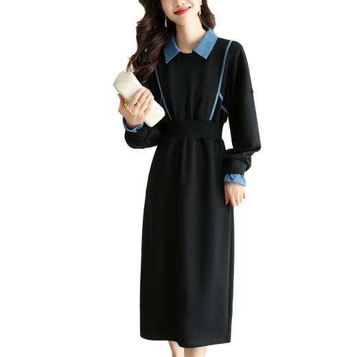 春季新款，牛仔拼接翻领时尚显瘦中长款连衣裙HR-XSILU2307 商品图6