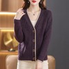 软糯风长袖毛衣女春秋，V领针织开衫外套短款单排扣外穿上衣CC-101-16892 商品缩略图8