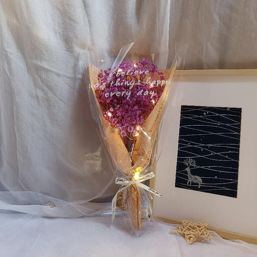 520七夕情人节永生满天星干花束仿真花成品礼品 snn07 商品图7