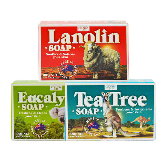 【中欧班列精选】澳洲手工皂 原装进口卡曼丹Country Life(乡间生活)  绵羊油皂洗脸洗澡沐浴天然茶树桉树手工皂 5块装 商品图2