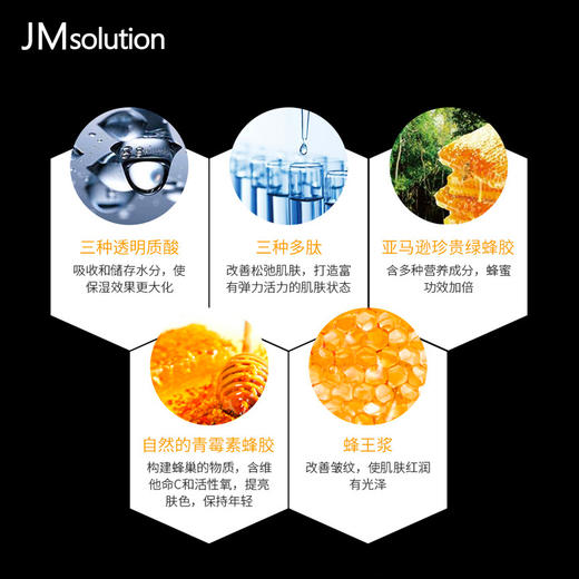 【热卖榜】韩国肌司研JM solution莹润蜂胶面膜（黑臻版）30ml*10片 商品图6