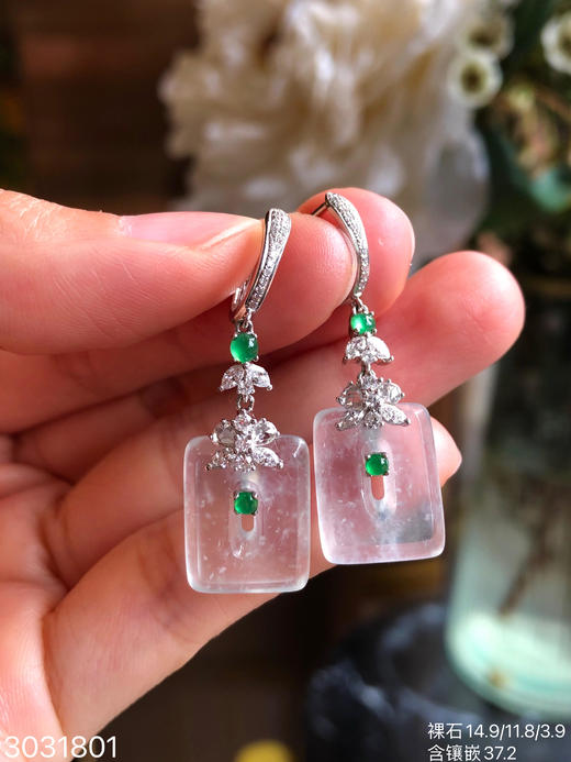 3031801，玻璃方扣耳坠。具体价格微信咨询 商品图2