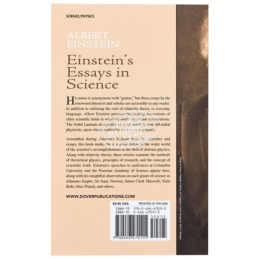 【中商原版】爱因斯坦的科学论文 英文原版 Einstein s Essays in Science Albert Einstein 商品图1