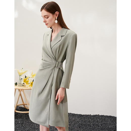 EITIE爱特爱春季新款气质时尚西装翻领收腰系带连衣裙6907615 商品图2