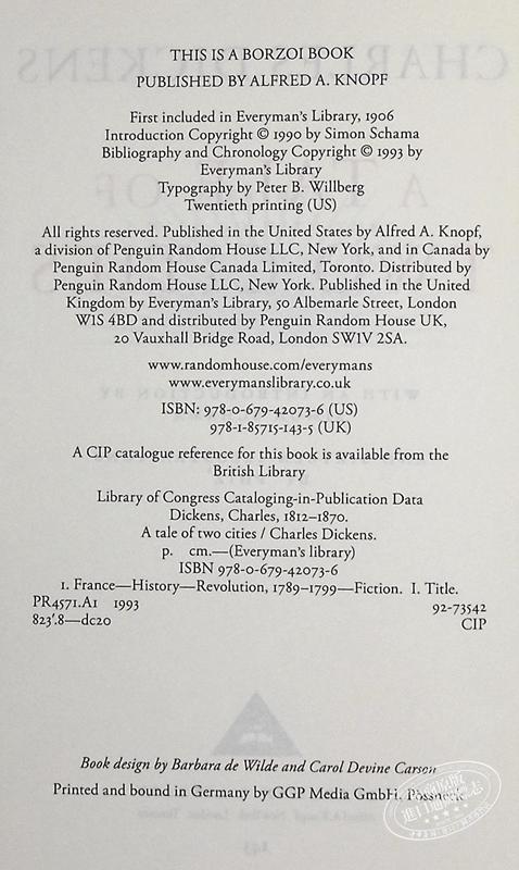 【中商原版】双城记 英文原版 Everyman S Library Classics A Tale of Two Cities 雾都孤儿作者 查尔斯 狄更斯  Charles Dickens 商品图5