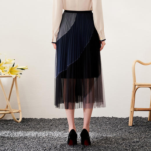 EITIE爱特爱春季新款时尚气质三色通勤显瘦百褶高腰半身裙6906605 商品图4