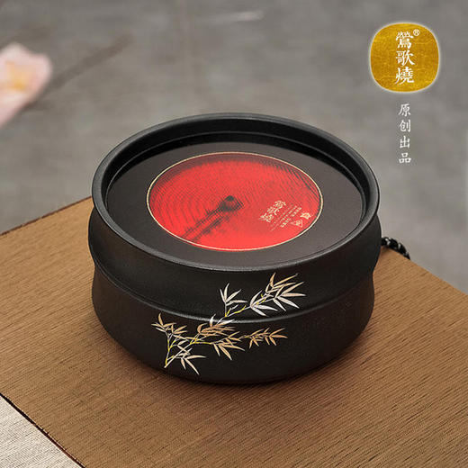 莺歌烧 电陶炉煮茶功夫茶具电茶炉小型 黑底银竹（竹节）静音无线遥控电陶炉 商品图1