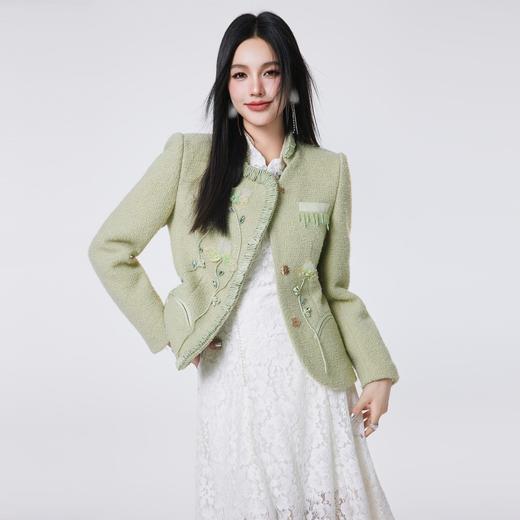 BeQueenStory【碧萝春景】重工立体花朵修身花呢外套 商品图4