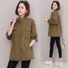 HR WY72139宽松舒适纯色减龄休闲中长款风衣外套 商品缩略图3