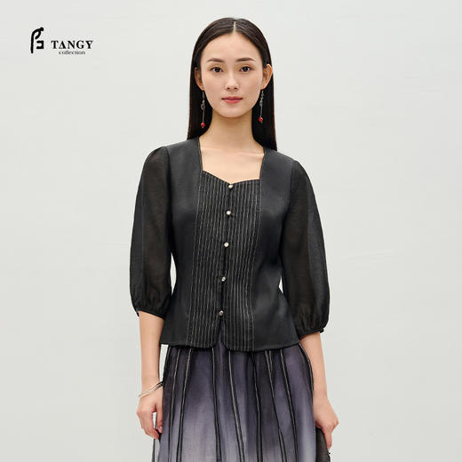 TANGY Collection/天意精品2023春季女士茛绸衬衣 商品图0