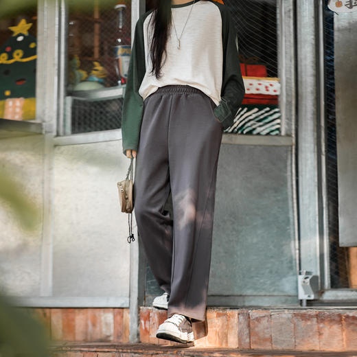 马登女装美式复古阔腿运动灰色卫裤杏色香蕉裤显瘦直筒高街长裤冬 商品图2