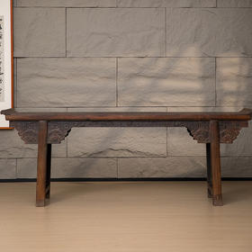 清 铁力木夹头榫螭龙纹一块玉翘头案