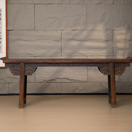 清 铁力木夹头榫螭龙纹一块玉翘头案 商品图0