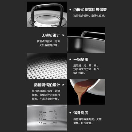 德国菲仕乐Fissler小皇冠雅格菁选进口不锈钢炒锅炒菜锅 商品图2