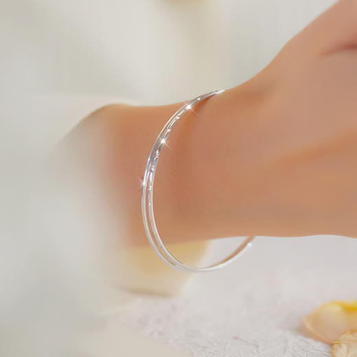 Winy999足银极简细环光面手镯送女友闺蜜节日生日礼物 商品图11