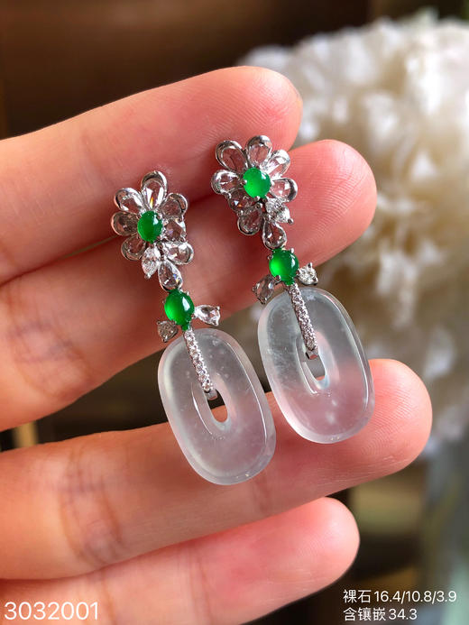 3032001，玻璃方扣耳坠。具体价格微信咨询 商品图3