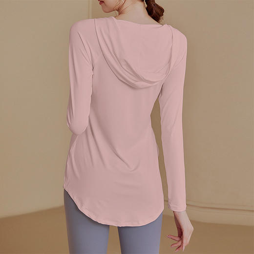 【新品秒杀】宽松连帽长袖瑜伽服女休闲运动上衣中长款上衣健身衣卫衣KML 000 BT-ARWT382 商品图3