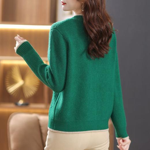 软糯风长袖毛衣女春秋，V领针织开衫外套短款单排扣外穿上衣CC-101-16892 商品图3