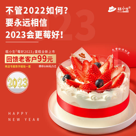 【莓好2023】草莓鲜奶蛋糕，用足足十几粒丹东牛奶草莓！2023从莓好的蛋糕开始~ 商品图0