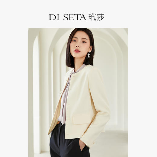 玳莎法式小香风圆领外套女2023春季新款通勤简约复古气质短款上衣   DA37301 商品图1